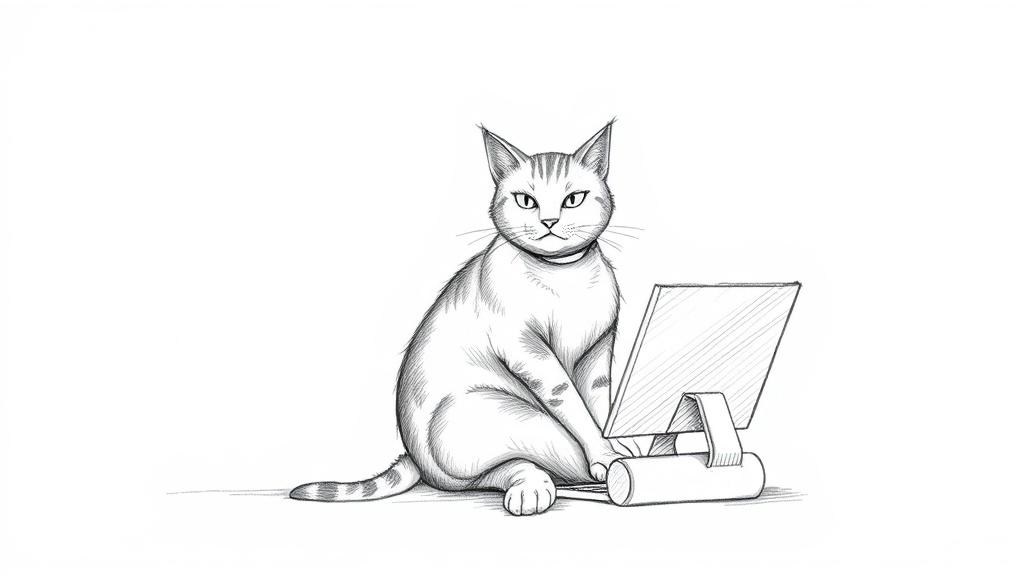 программист с котом на клавиатуре