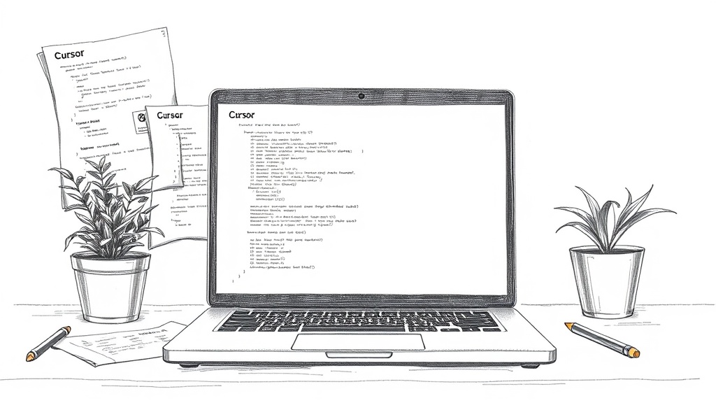 ноутбук с Cursor на рабочем столе