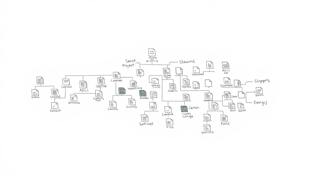 дерево проекта с AI узлами от Cursor