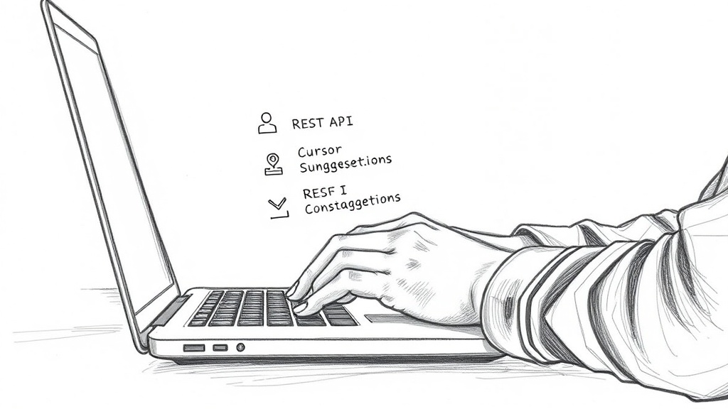 разработчик использует Cursor для генерации API