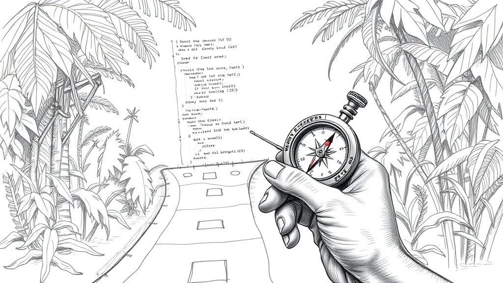 компас указывает путь в джунглях кода