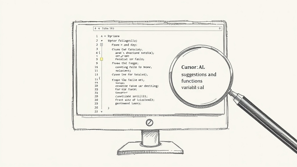 интерфейс Cursor с подсказками ИИ