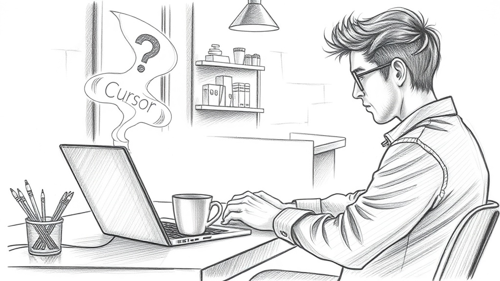 разработчик в кафе работает с Cursor