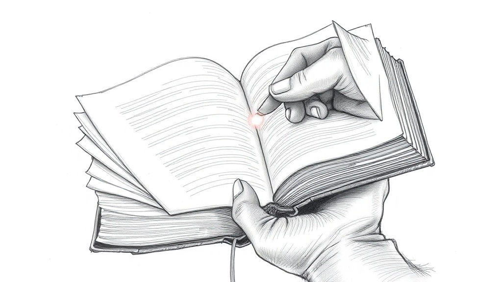 человек читает книгу с курсором на странице