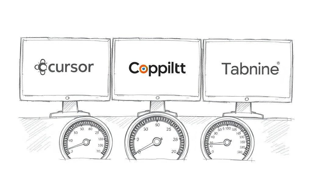 сравнение Cursor Copilot и Tabnine на экранах