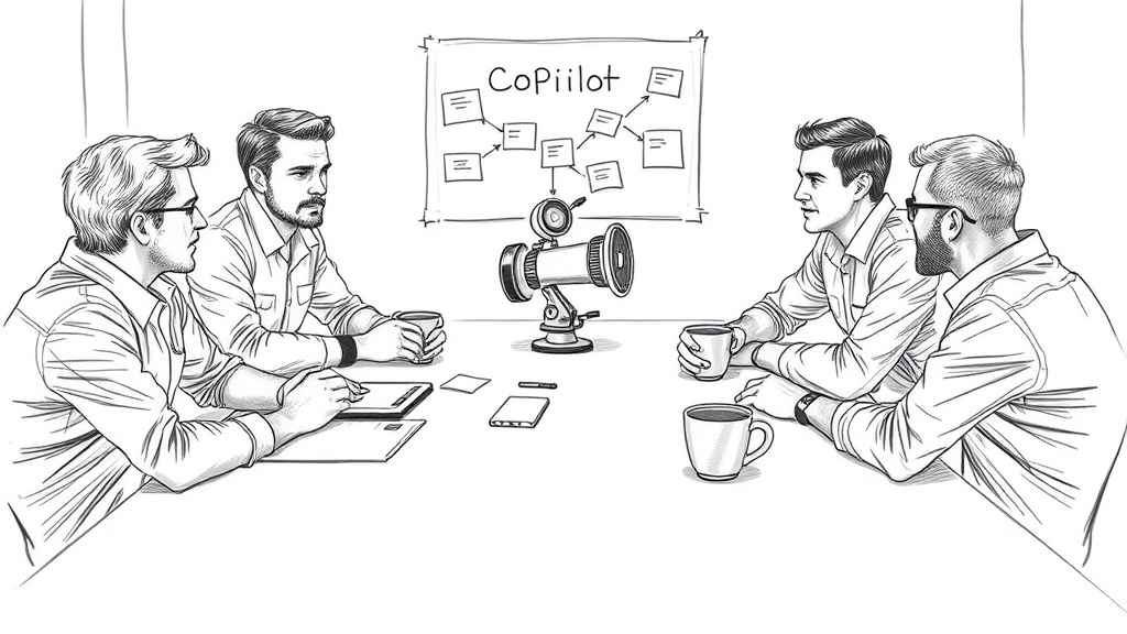 команда обсуждает задачи с Copilot