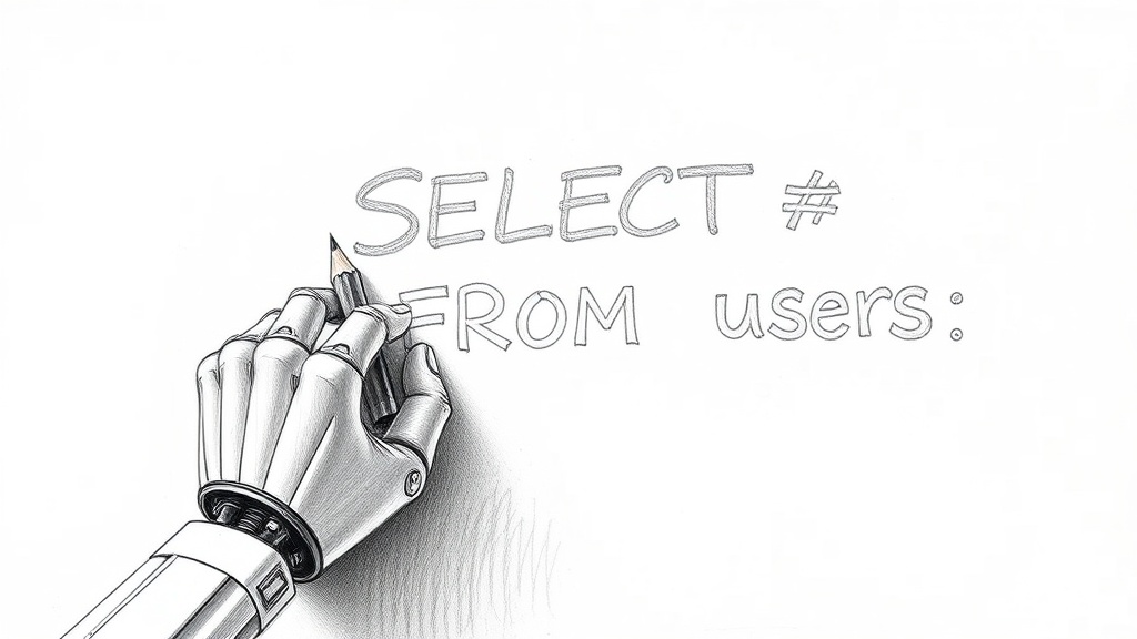человек и AI пишут SQL запрос