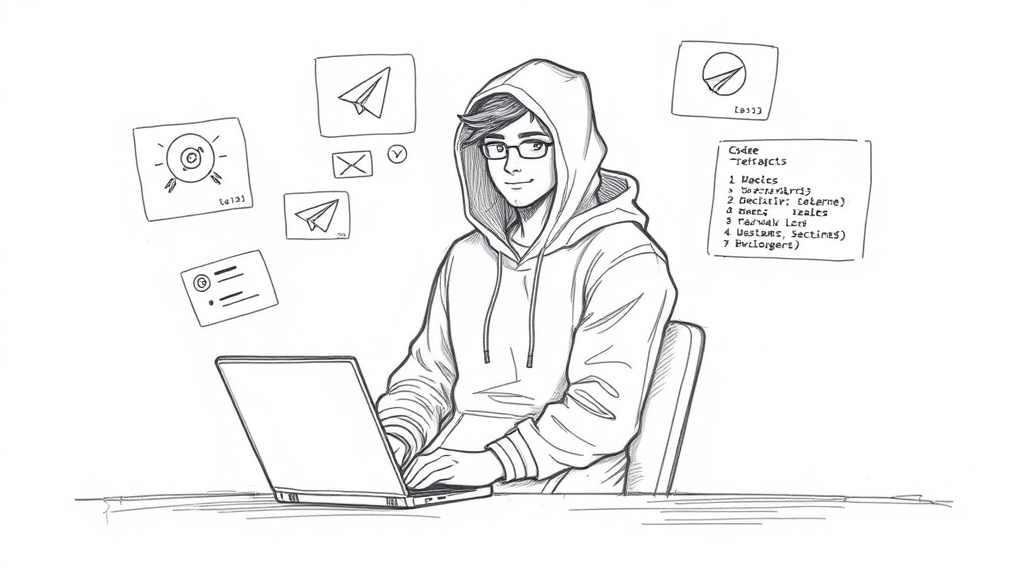 разработчик с уведомлениями о сборке