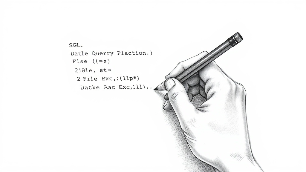 рука рисует курсор SQL