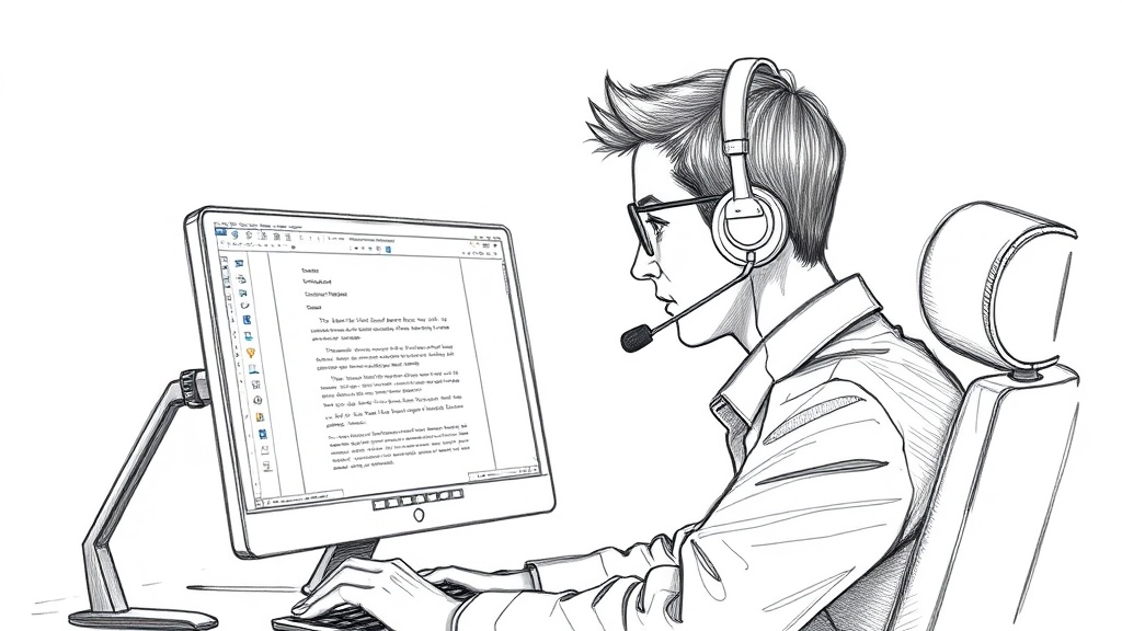 сотрудник диктует текст в Word с Copilot