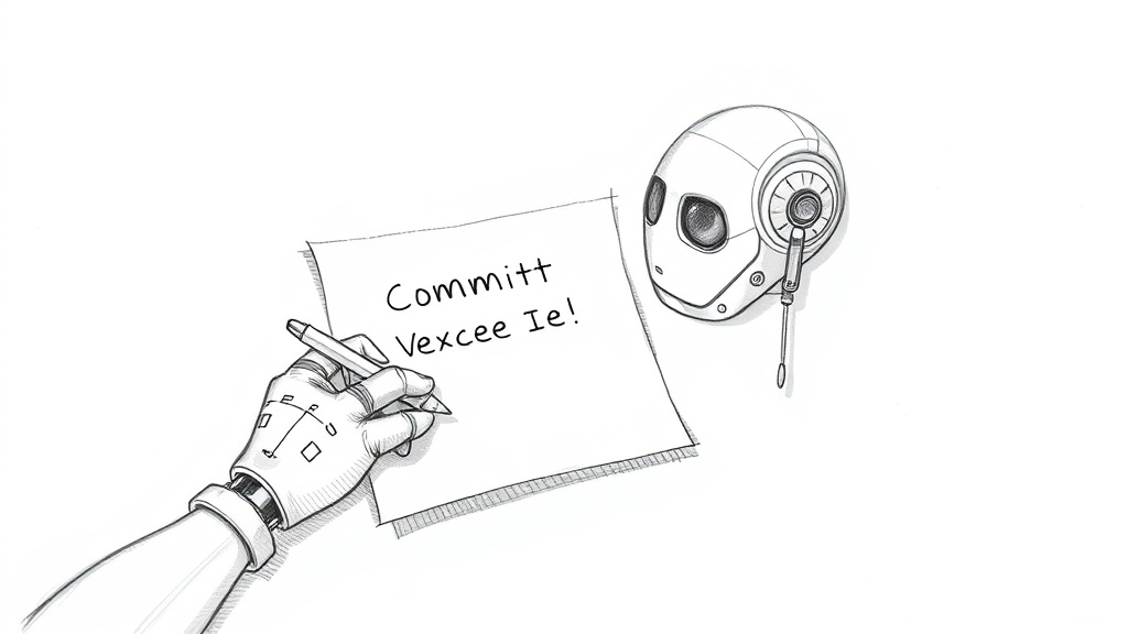 AI пишет commit message на стикере