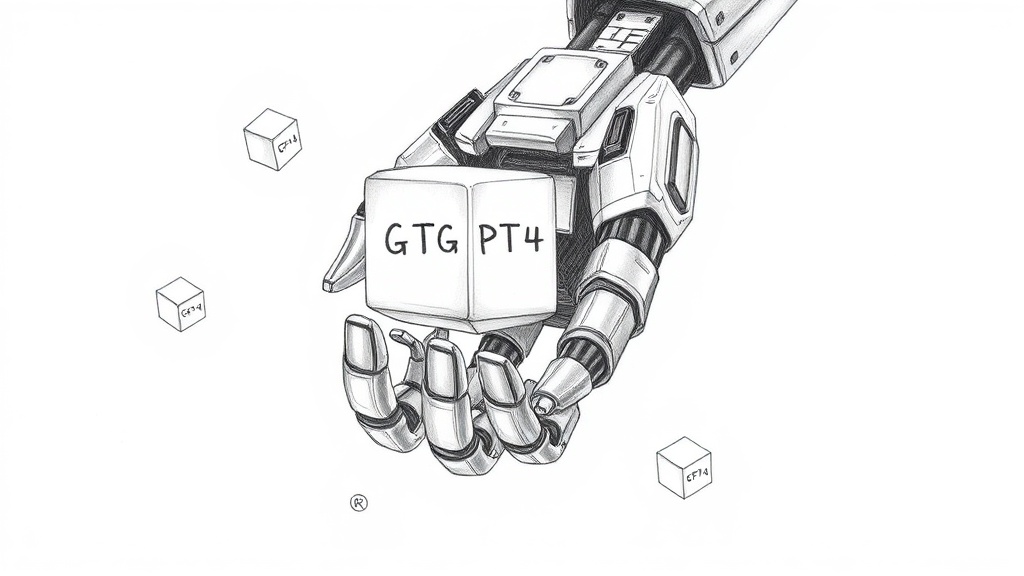 робот держит куб GPT-4 и другие модели