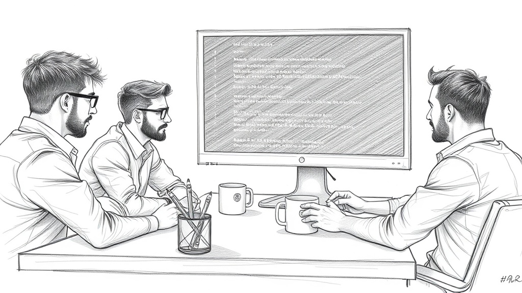 команда разработчиков смотрит обновления кода