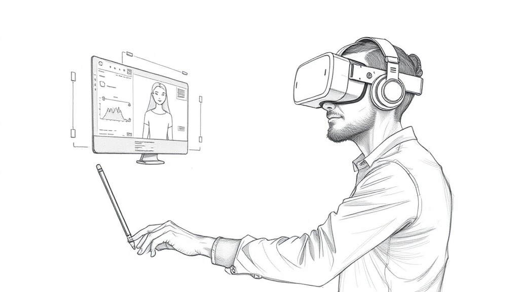 разработчик в VR с ИИ ассистентом