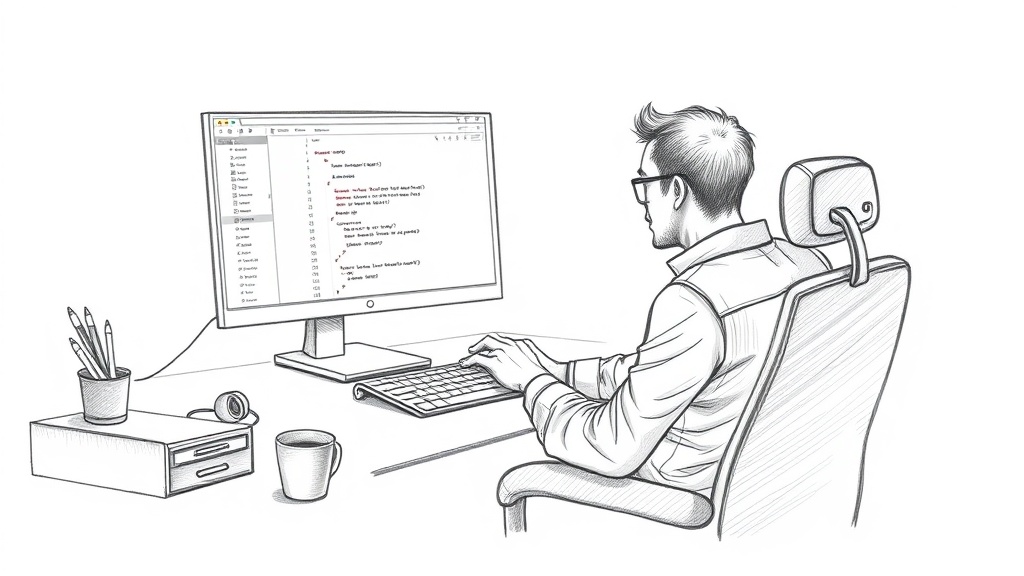 разработчик за столом с Cursor и Claude