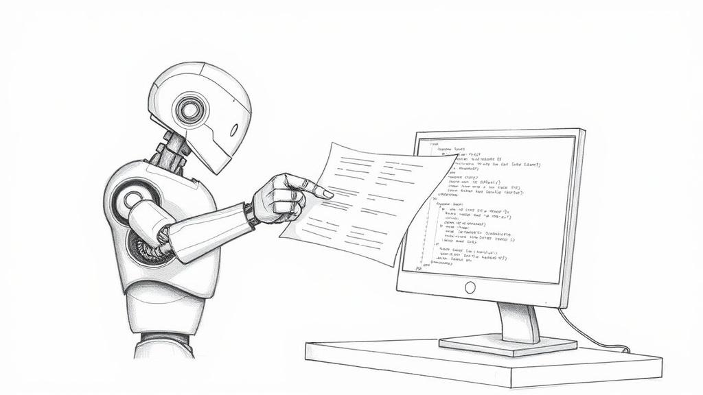 AI ассистент передает код разработчику