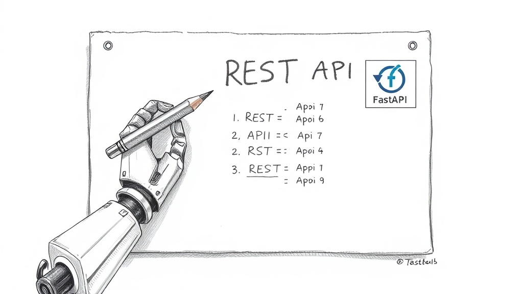 робот рисует API-эндпоинты карандашом