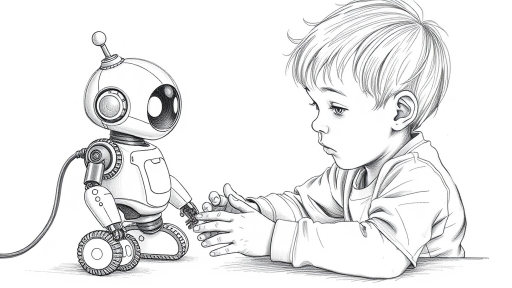 ребенок играет с роботом этика