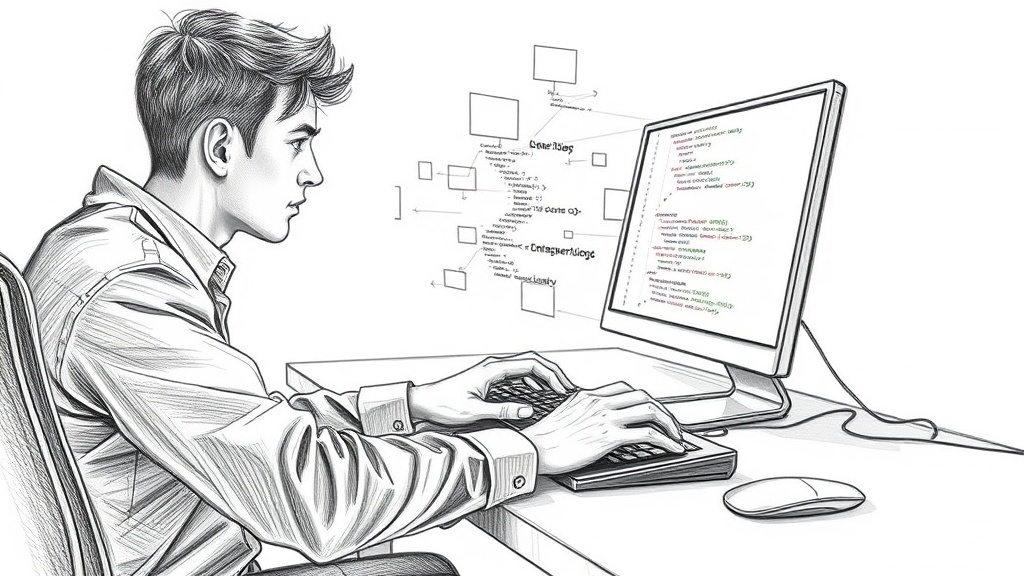 разработчик печатает код с ИИ